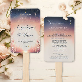 Leque Detalhes do Cartão de Casamento do Pôr do Sol ao N