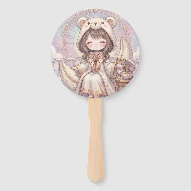 Leque Devaneio Sonhador: Capuz de Urso Kawaii & Estrela  (Frente)
