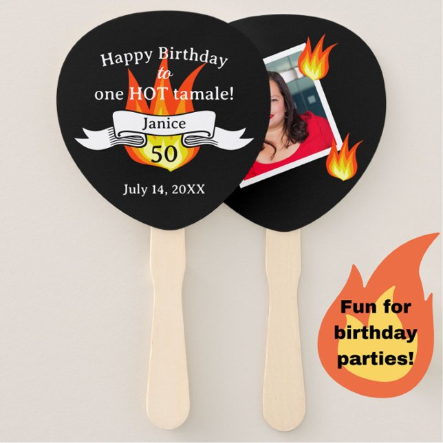 Leque Divertido 50º aniversário "Tamale quente" personal (Great for a birthday pool party or bbq! May be easily customized for any age birthday. )