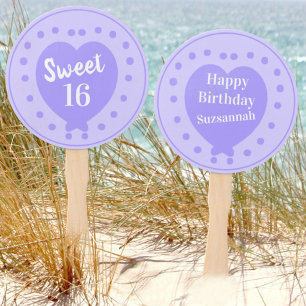 Leque Doce 16 Parabéns Feliz Aniversário Roxo Nome Pesso