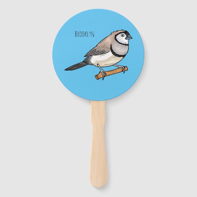 Leque Double-barred finch bird cartoon illustration (Frente)