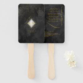 Leque Dourado Abstrato de Casamento V1 Black ID867