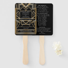 Leque Dourado fã do programa de casamento Art Deco