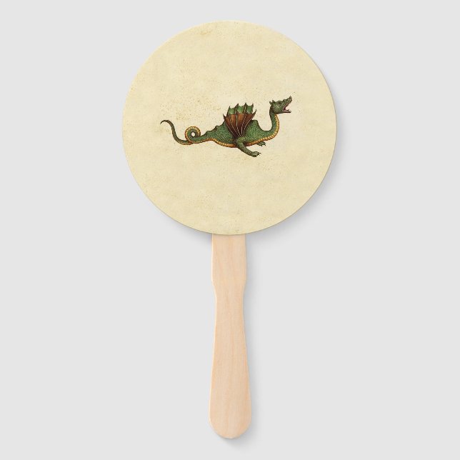 Leque Dragão Verde Medieval Falhado (Frente)