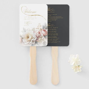 Leque Drama Floral Bem-vindo ao Casamento Carvão ID1022