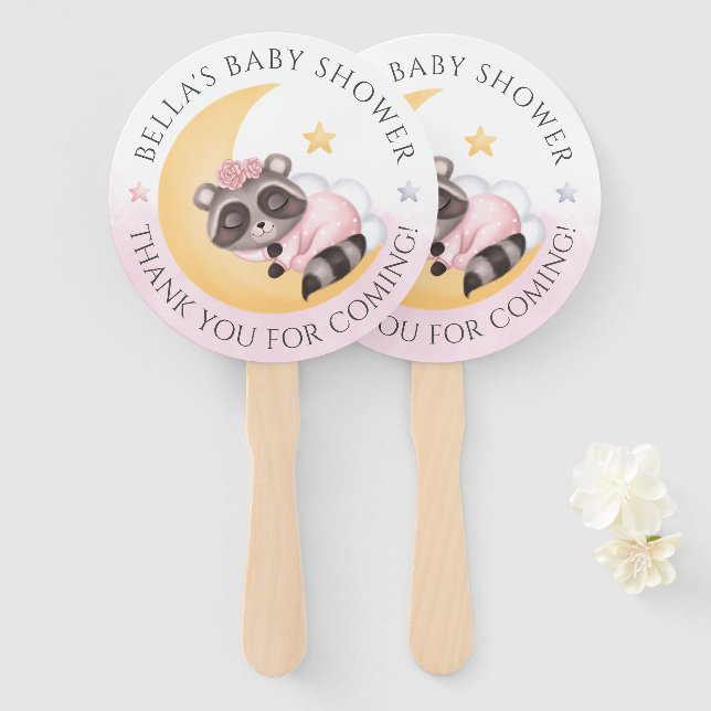 Leque Dreamy sobre o Chá de fraldas Moon Raccoon Girl (Frente e Verso)