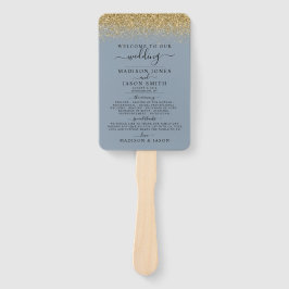Leque Dusty Blue & Dourado Programa de Casamento com Lar
