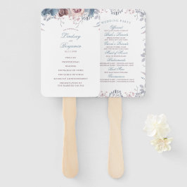 Leque Dusty Blue e Mauve Floral Weding Program