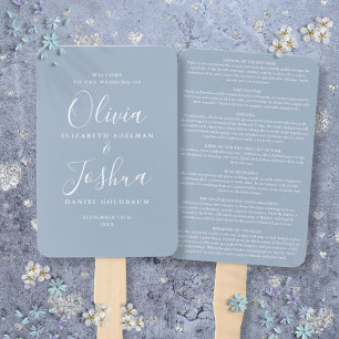 Leque Dusty Blue Signature Script Jewish Weding