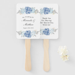 Leque Dusty Blue Watercolor Casamento de Peony