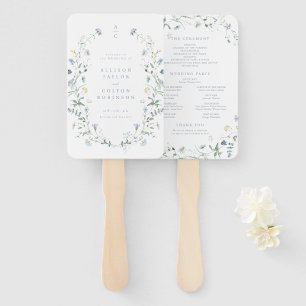 Leque Dusty Blue Wildflower Rustic Boho Weding Program