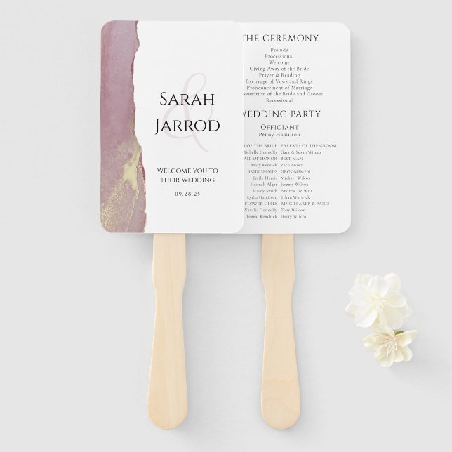 Leque Dusty Pink Viva Magenta - Programa Elegante de Cas (Frente e Verso)