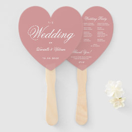 Leque Dusty Rosa Elegant Script Heart Wedding Program