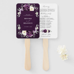 Leque EggPlant Purple Plum Ivory White Weding Program H