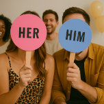 Leque Ela ou Ele? | Jogo de Casamento Azul Cor-de-Rosa N<br><div class="desc">Jogue um jogo divertido dela ou dele? com esses pás de jogo azul e rosa pastel! Divertimento sem fim para festas de casamento, chás de panela, festas de noivado, solteira, despedida de solteiro ou uma maneira divertida de fazer os sogros conhecerem você melhor! Peça a um amigo que escreva histórias...</div>