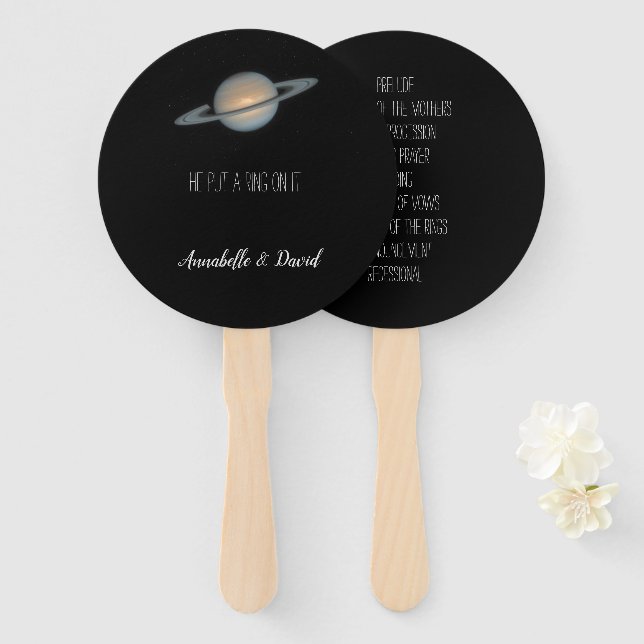 Leque Ele colocou um anel em seu Saturno no espaço (Frente e Verso)