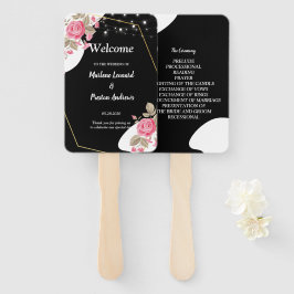 Leque Elegância Moderna Programa de Casamento Floral Ros