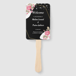 Leque Elegância Moderna Programa de Casamento Floral Ros