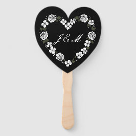 Leque Elegant Black and White Script Wedding Fan