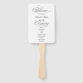 Leque Elegant Calligraphy Wedding Program Hand Fan