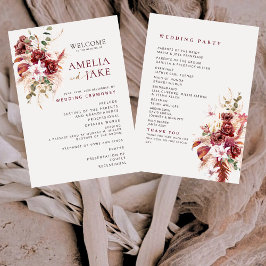 Leque Elegant Floral Burgundy & Blush Boho Wedding 