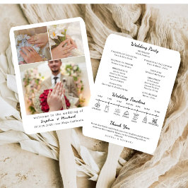 Leque Elegant Photo Collage Wedding Program Fan Template
