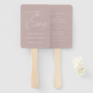 Leque Elegant Pink Taupe Modern Calligraphy Wedding