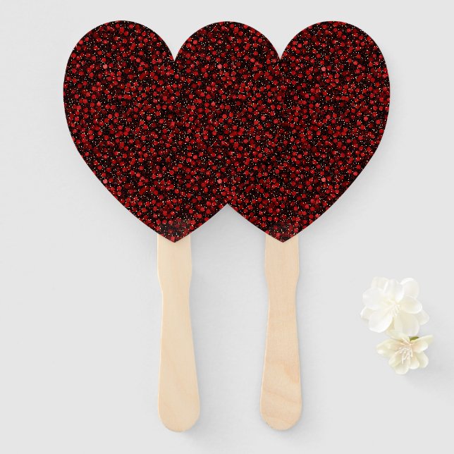 Leque Elegant Red Confetti on Black Glitter Style (Frente e Verso)