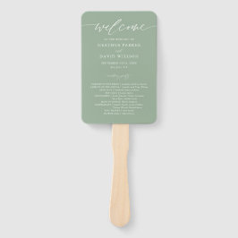 Leque Elegant Sage Green Wedeceremony Program