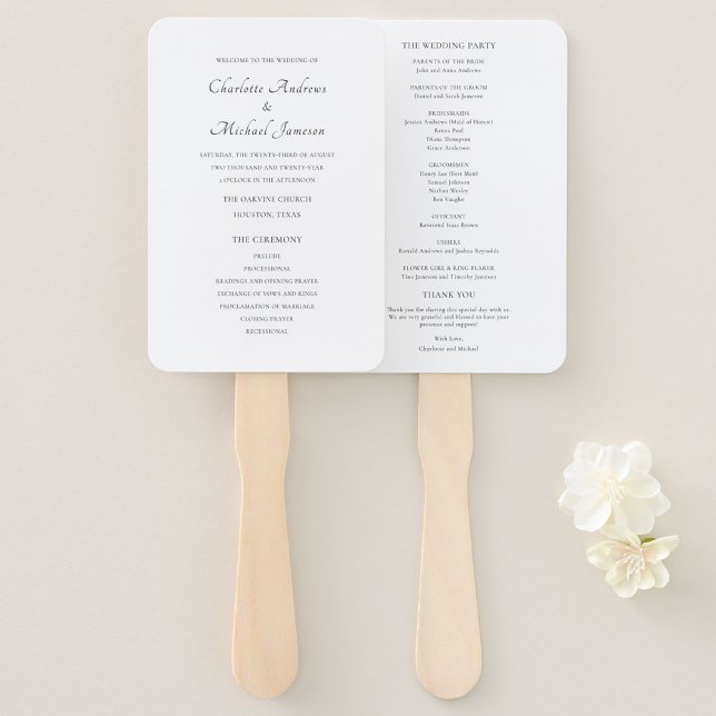 Leque Elegant Script Wedding Ceremony Program (Criador carregado)