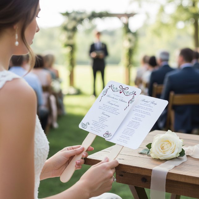 Leque Elegant Swans Wedding Ceremony Program Fans (Criador carregado)