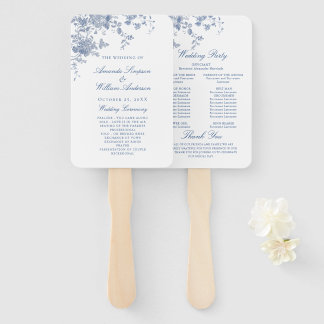 Leque Elegante Blue France Flowers Weding Program