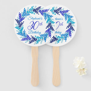 Leque Elegante Blue Wreath aniversário de 30 anos