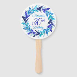 Leque Elegante Blue Wreath aniversário de 30 anos