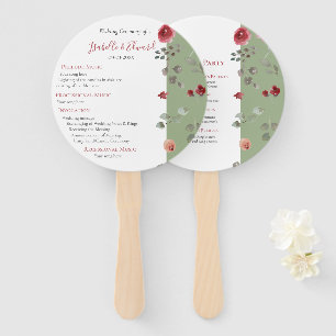 Leque Elegante Cerimônia de Casamento com Rosas Burgundy