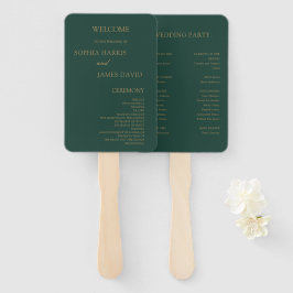 Leque Elegante Emerald Green - Dourado Programa de Casam