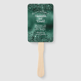Leque Elegante Faux Green Glitter & Foil Weding Program