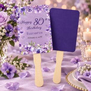 Leque Elegante festa de aniversário de 80 anos com flore