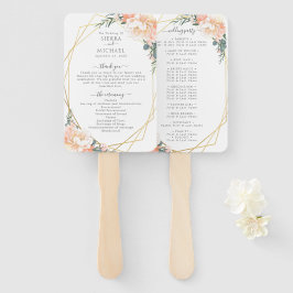 Leque Elegante Floral Blush Cream Weding Programa