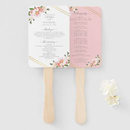Leque Elegante Floral Blush Dourado Weding Pink