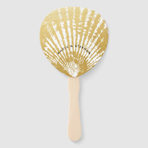 Leque Elegante Moderno Dourada praia de Seashell