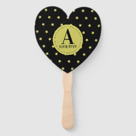 Leque Elegante Padrão de Estrela Monograma Dourado e Pre