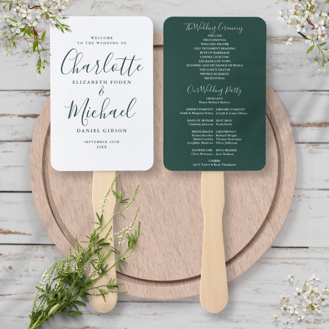 Leque Elegante Programa de Casamento de Script Emerald M (Criador carregado)