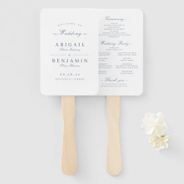 Leque Elegante programa de casamento minimalista em azul