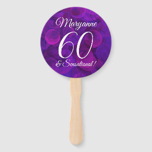 Leque Elegante Roxo 60 e Aniversário Sensacional