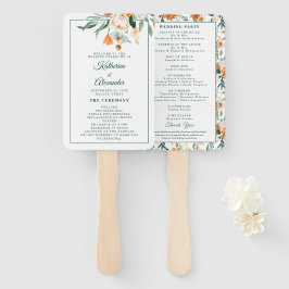 Leque Elegante Script Greenery Floral Wedding Cerimônia