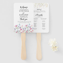 Leque Elegante Summer Meadow Wildflower Fã de Casamento