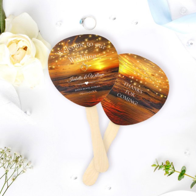 Leque Elegante Tropical Beach String Luzes de Casamento  (Criador carregado)