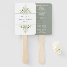 Leque Elegante Watercolor Greenery Wedding Program