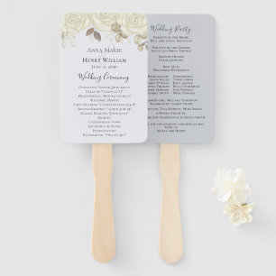 Leque Elegante Wedding White Rose Watercolor Program